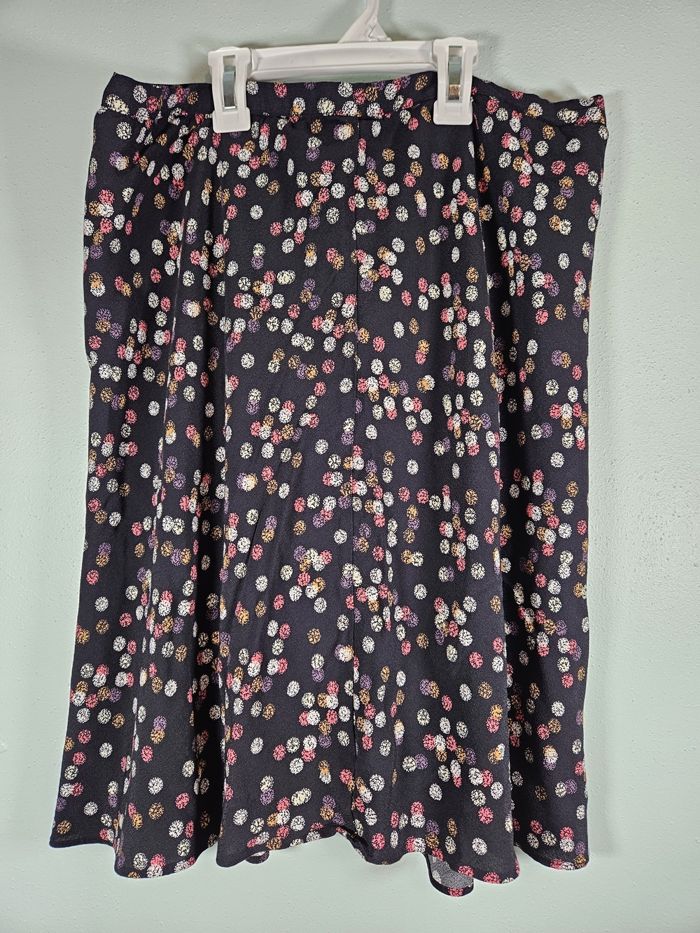 Garnet Hill Black Floral Dot Skater Skirt with Pink & Gold Accents